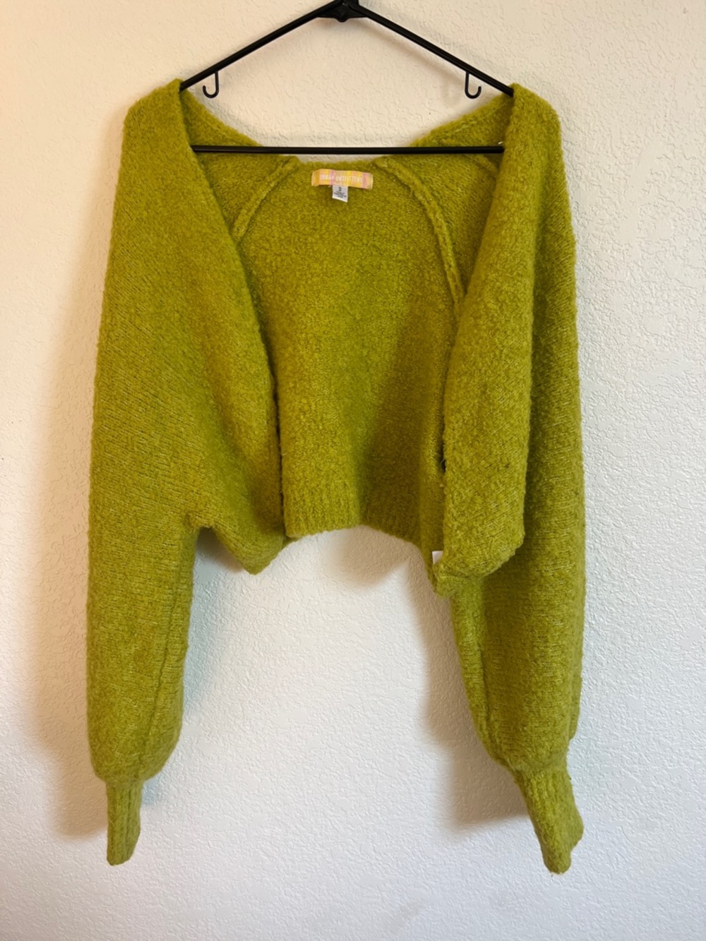 Urban Outfitters Chunky Balloon Sleeve Bolero Sweater Lime Green